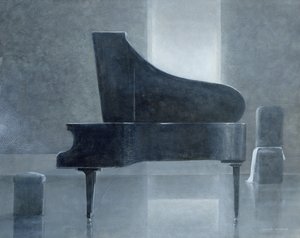 黑色钢琴，2004年（纸上丙烯酸） 作者 林肯·塞利格曼